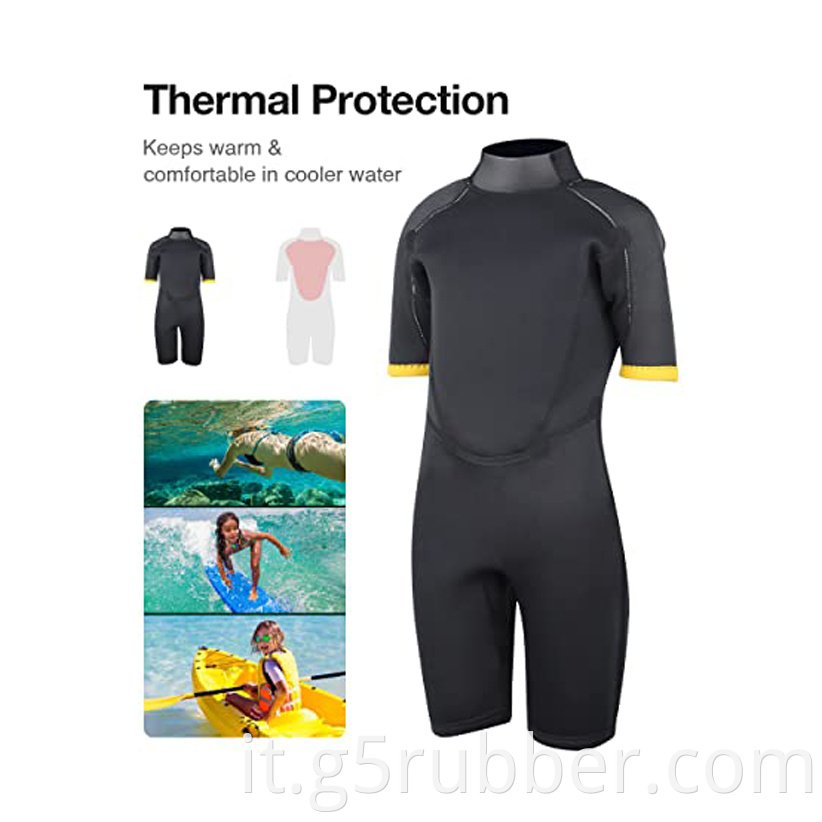 Kids 2mm Back Zip Shorty Uv Protection Wetsuit